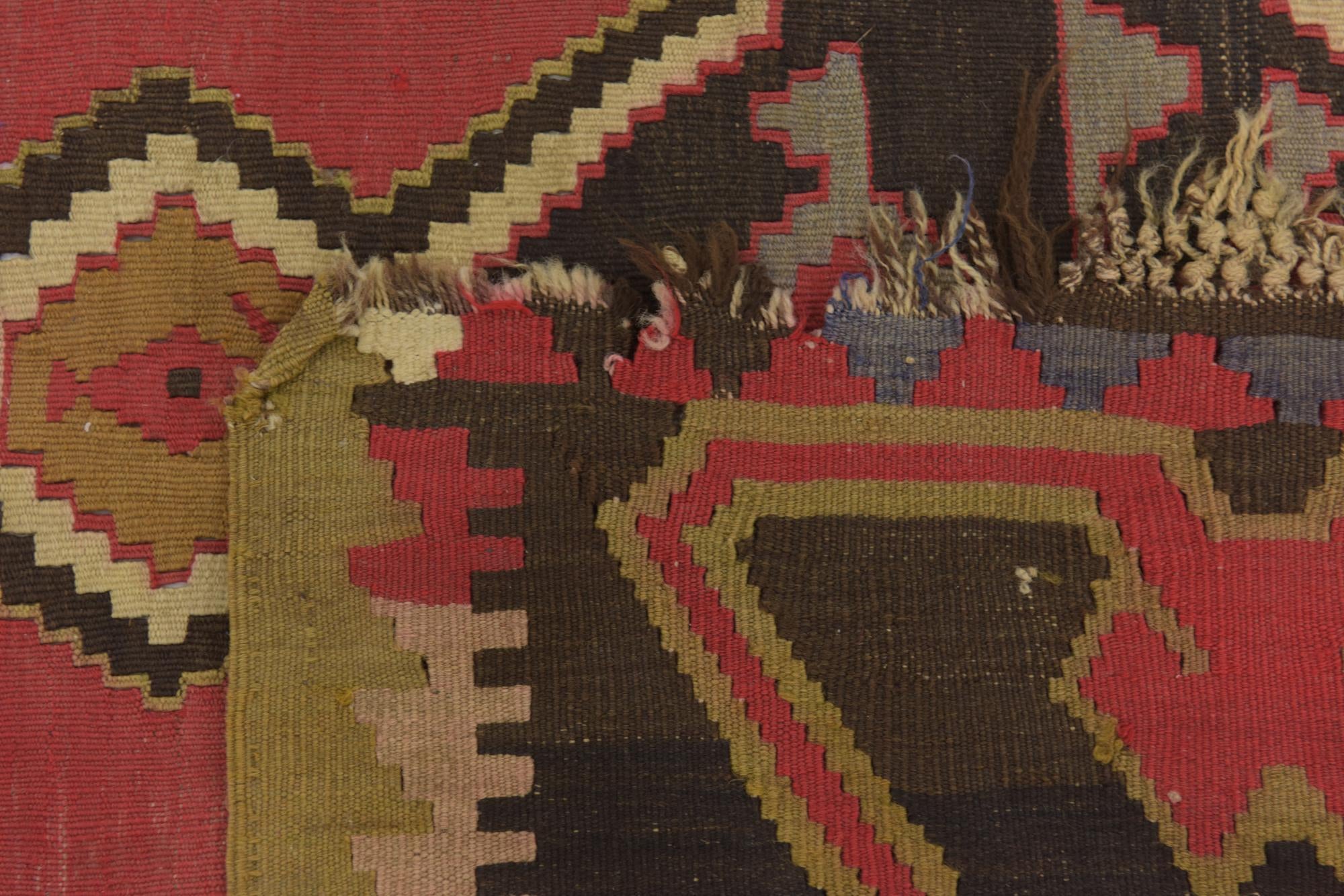 5' 4 x 11' 2 Hand Woven Kilim Fars Wool Runner Rug
