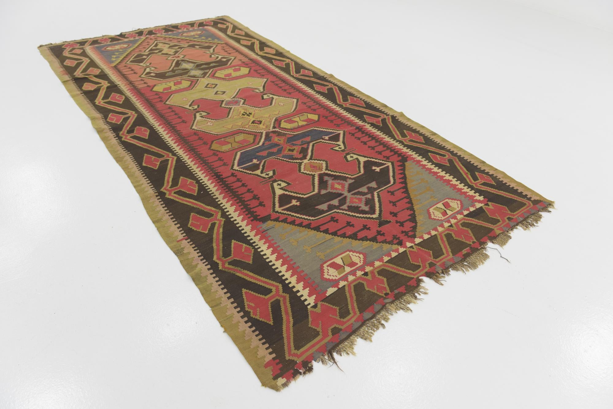 5' 4 x 11' 2 Hand Woven Kilim Fars Wool Runner Rug