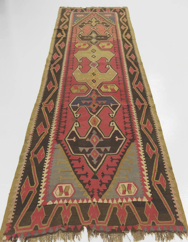 Detail image of 5' 4 x 11' 2  Hand Woven Kilim Fars Wool Runner Rug