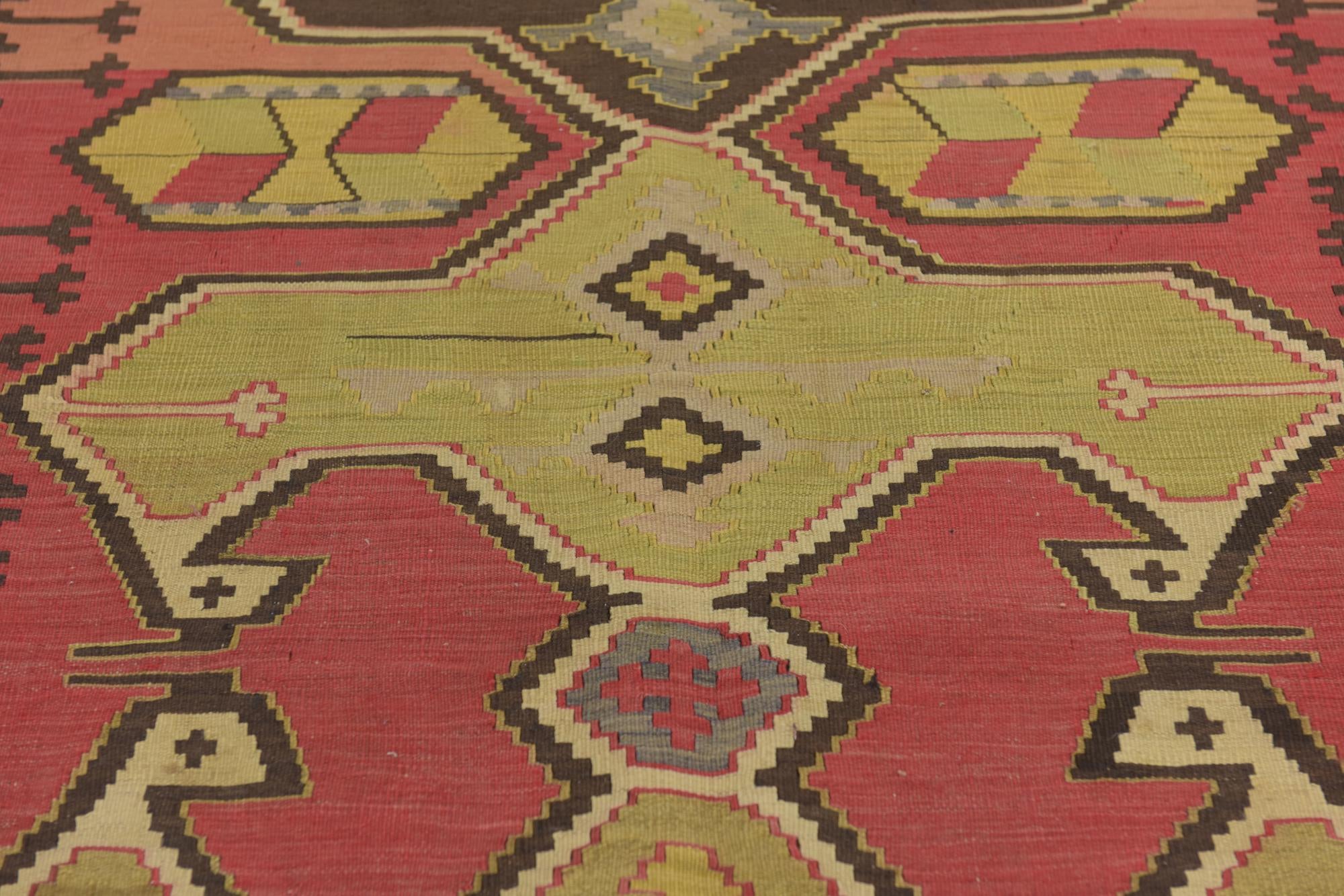 5' 4 x 11' 2 Hand Woven Kilim Fars Wool Runner Rug