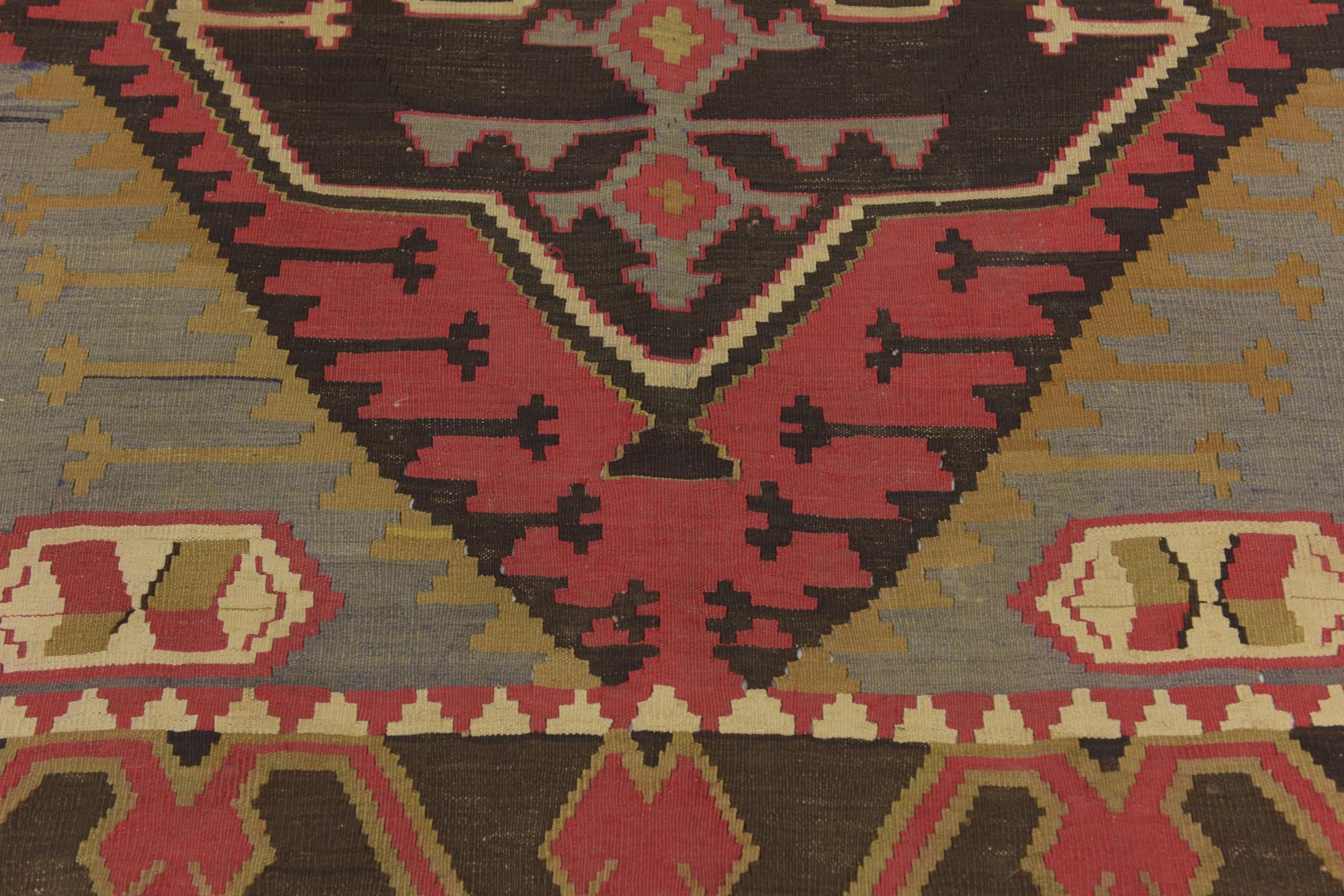 5' 4 x 11' 2 Hand Woven Kilim Fars Wool Runner Rug