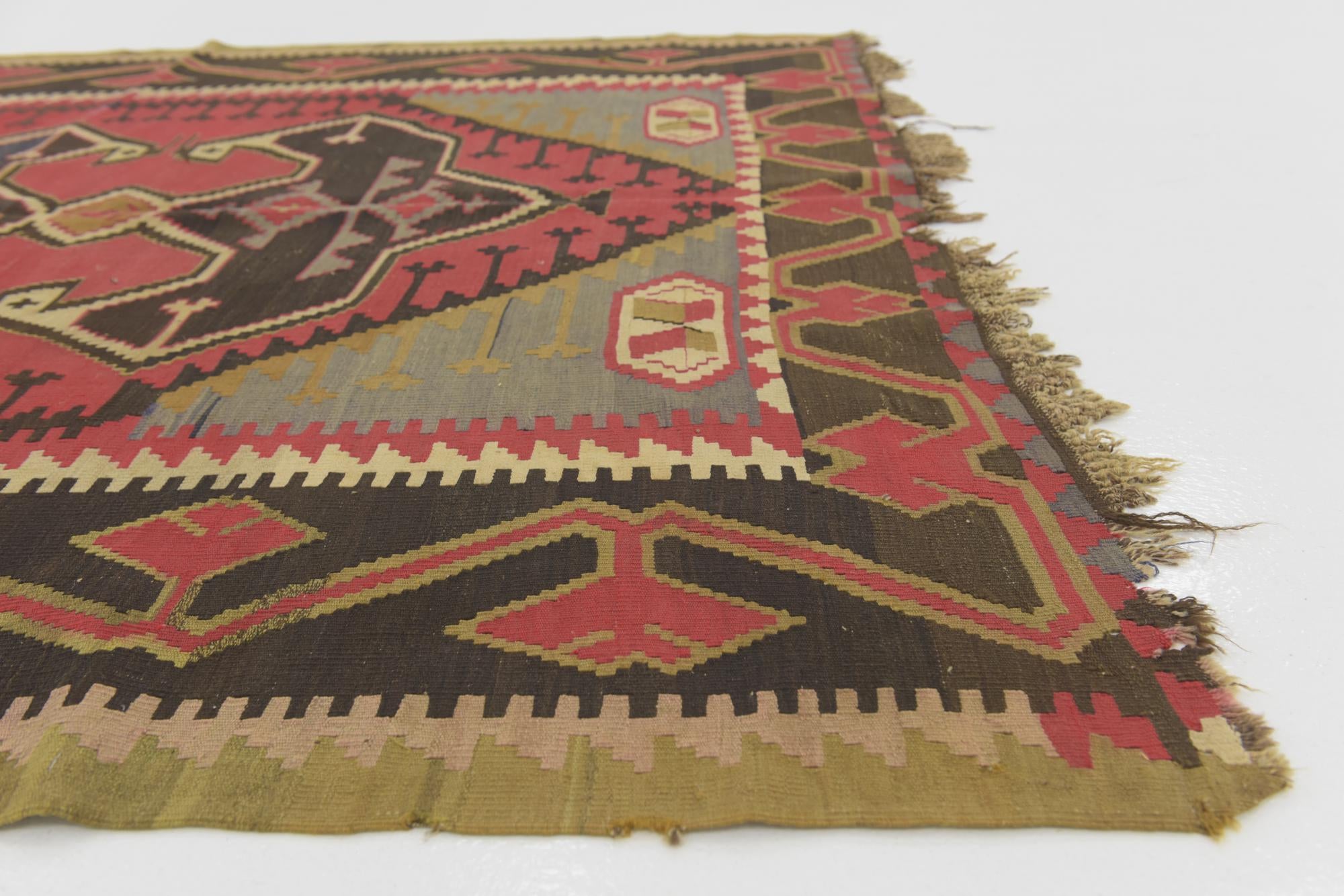 5' 4 x 11' 2 Hand Woven Kilim Fars Wool Runner Rug