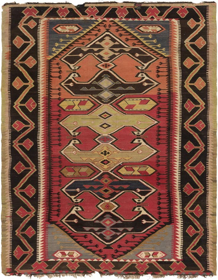 Detail image of 5' 4 x 11' 2 Hand Woven Kilim Fars Wool Runner Rug