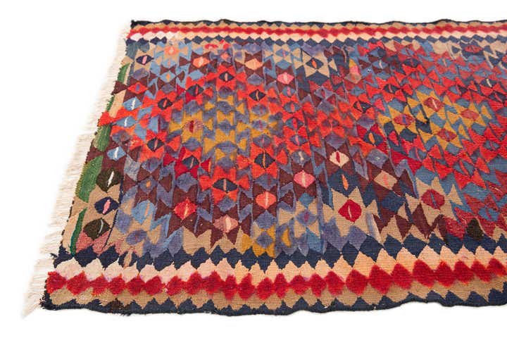 3' 10 x 7' 5 Hand Woven Kilim Fars Wool Runner Rug