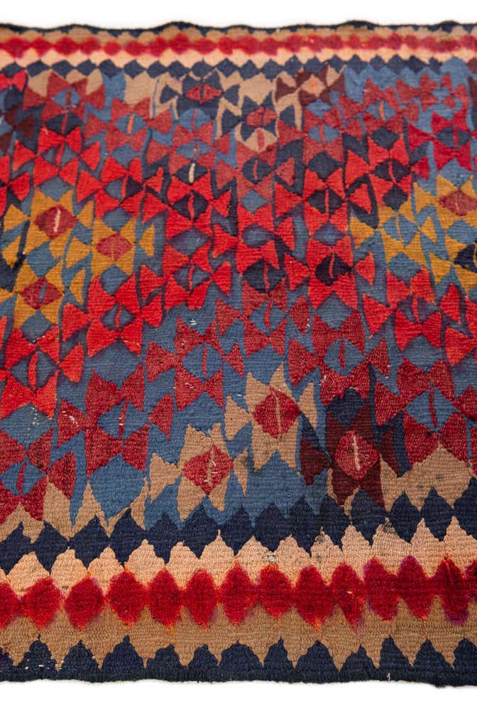 3' 10 x 7' 5 Hand Woven Kilim Fars Wool Runner Rug