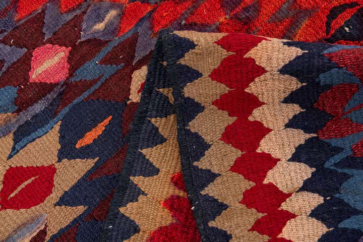 3' 10 x 7' 5 Hand Woven Kilim Fars Wool Runner Rug