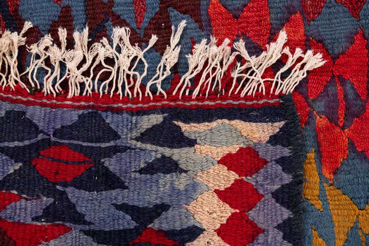 3' 10 x 7' 5 Hand Woven Kilim Fars Wool Runner Rug