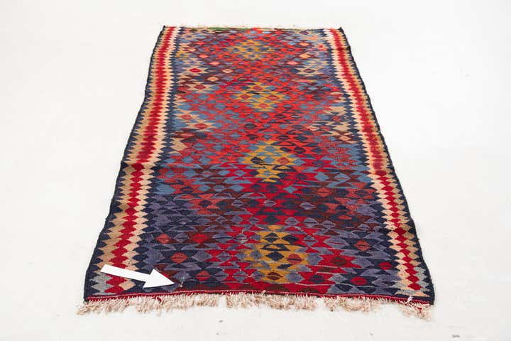 3' 10 x 7' 5 Hand Woven Kilim Fars Wool Runner Rug