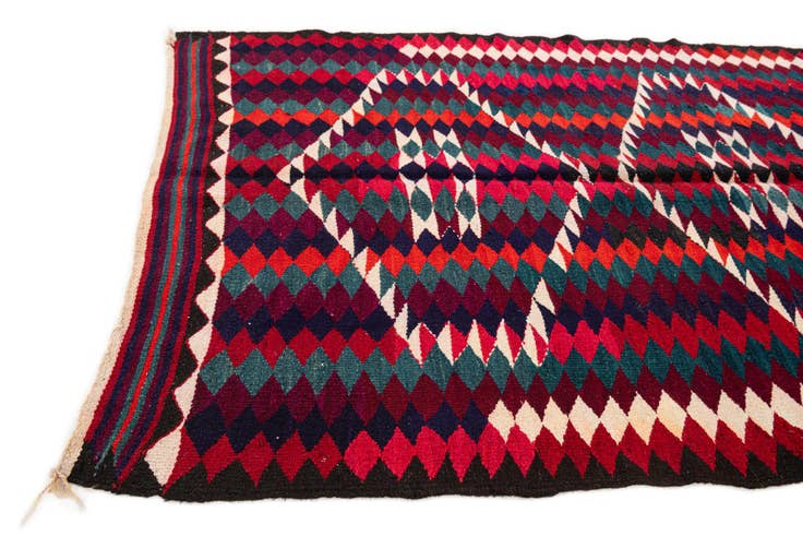 Detail image of 4' 10 x 8' 10 Hand Woven Kilim Fars Wool Runner Rug