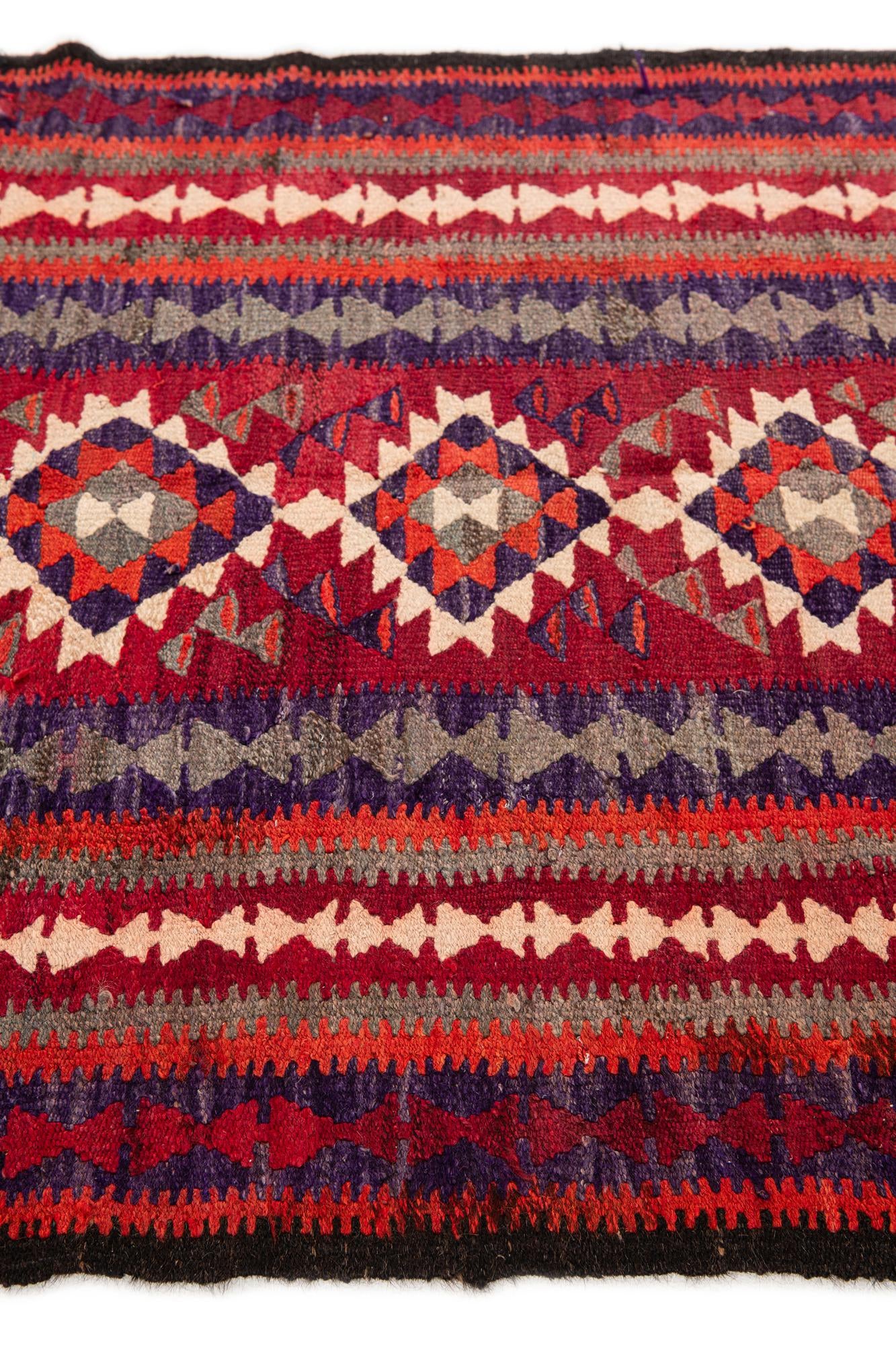 4' 4 x 8' 4 Hand Woven Kilim Fars Wool Runner Rug