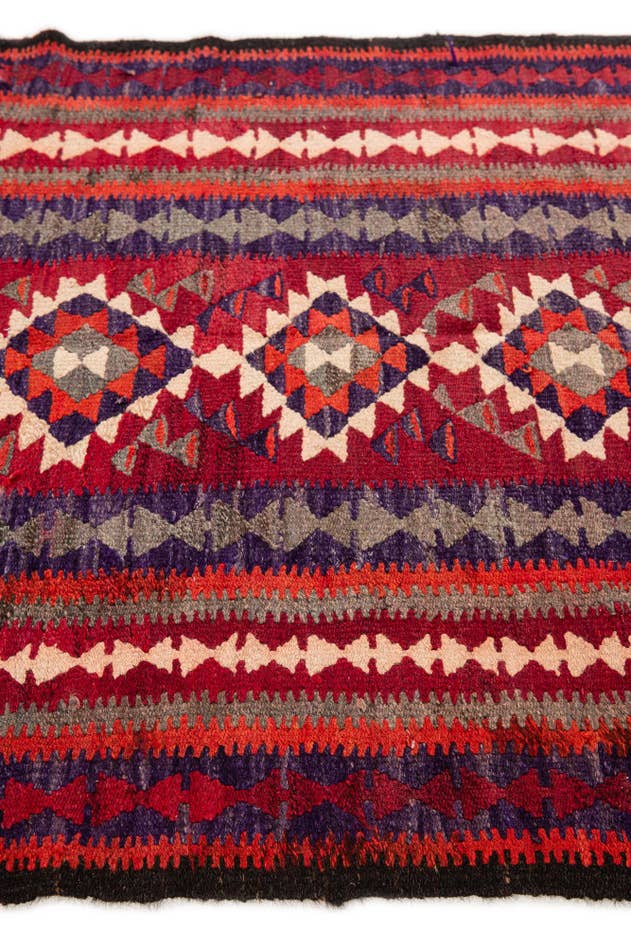 Detail image of 4' 4 x 8' 4 Hand Woven Kilim Fars Wool Runner Rug