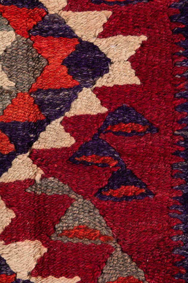 Detail image of 4' 4 x 8' 4 Hand Woven Kilim Fars Wool Runner Rug