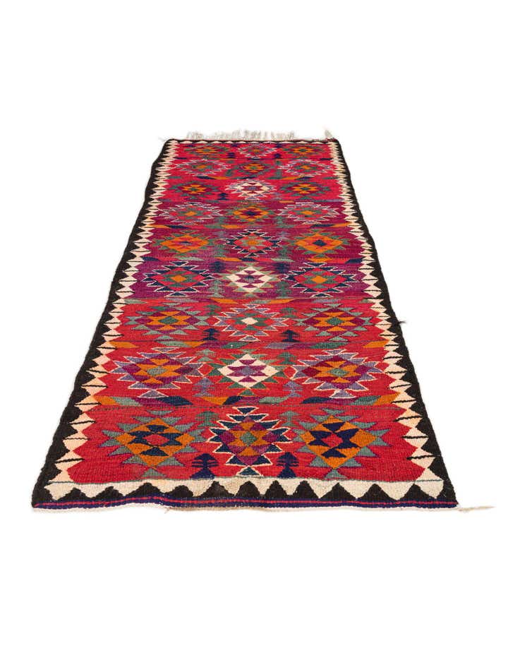 4' 5 x 9' 9 Hand Woven Kilim Fars Wool Runner Rug