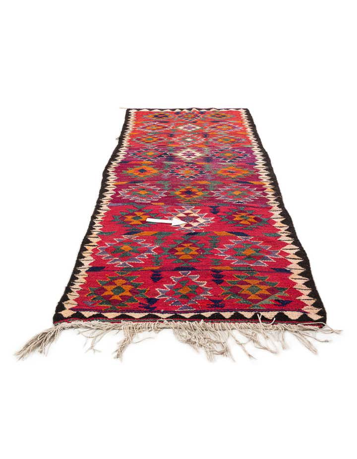 4' 5 x 9' 9 Hand Woven Kilim Fars Wool Runner Rug