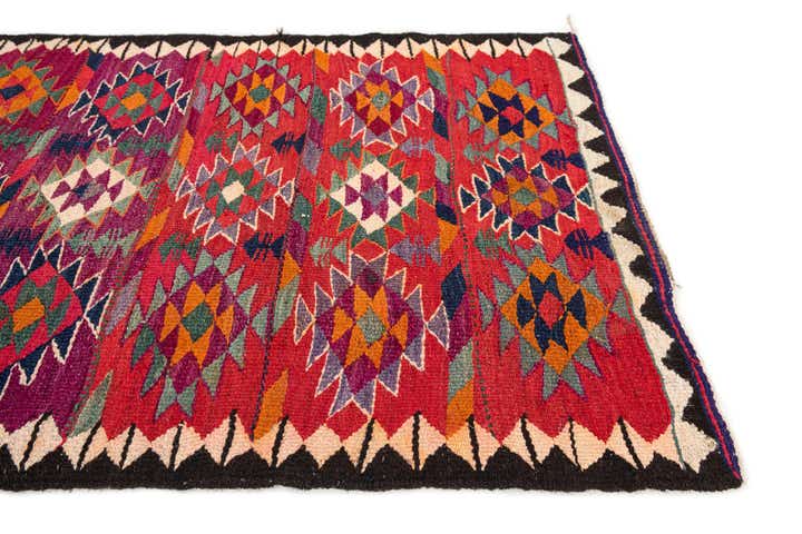 4' 5 x 9' 9 Hand Woven Kilim Fars Wool Runner Rug