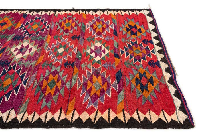Detail image of 4' 5 x 9' 9 Hand Woven Kilim Fars Wool Runner Rug