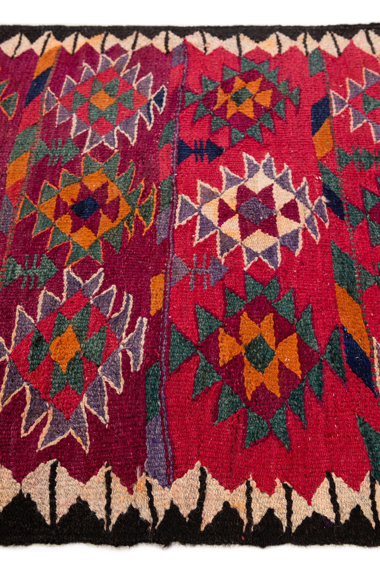 4' 5 x 9' 9 Hand Woven Kilim Fars Wool Runner Rug