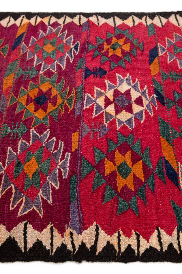 Detail image of 4' 5 x 9' 9 Hand Woven Kilim Fars Wool Runner Rug