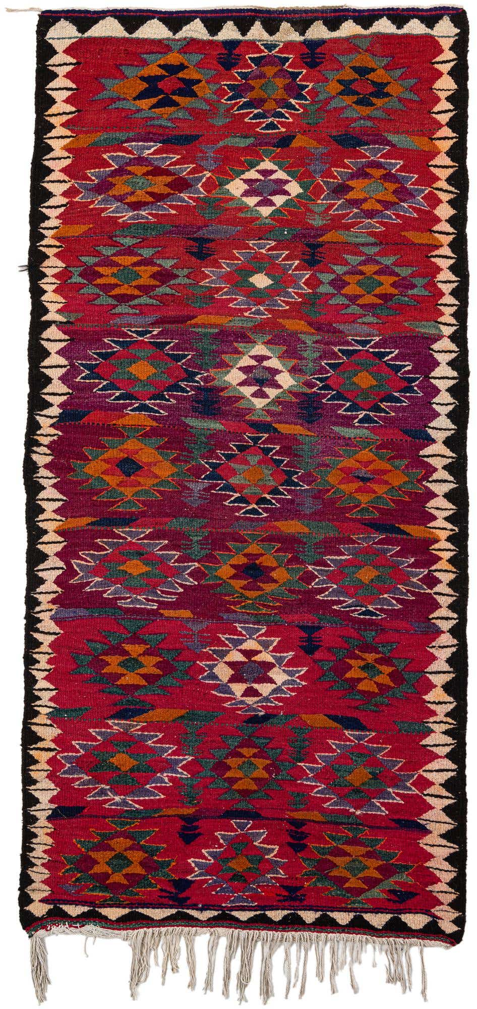 4' 5 x 9' 9 Hand Woven Kilim Fars Wool Runner Rug