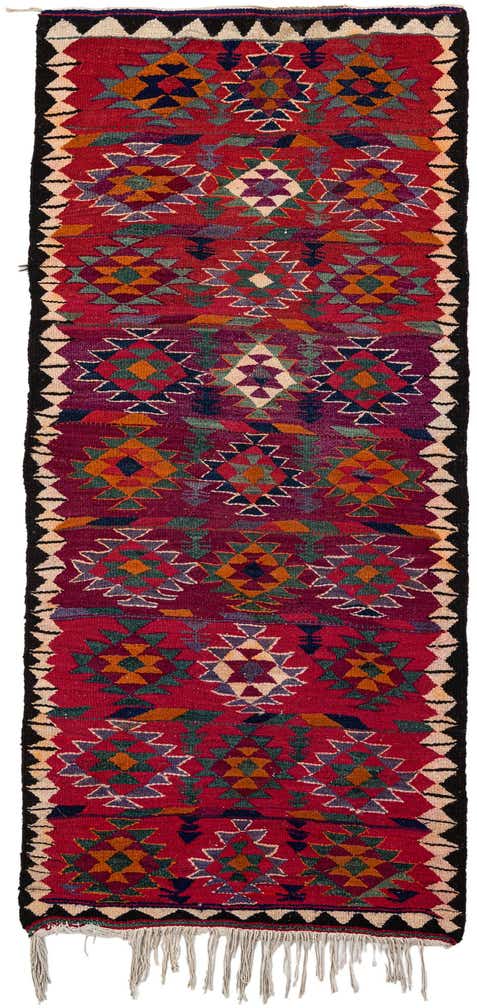 4' 5 x 9' 9 Hand Woven Kilim Fars Wool Runner Rug