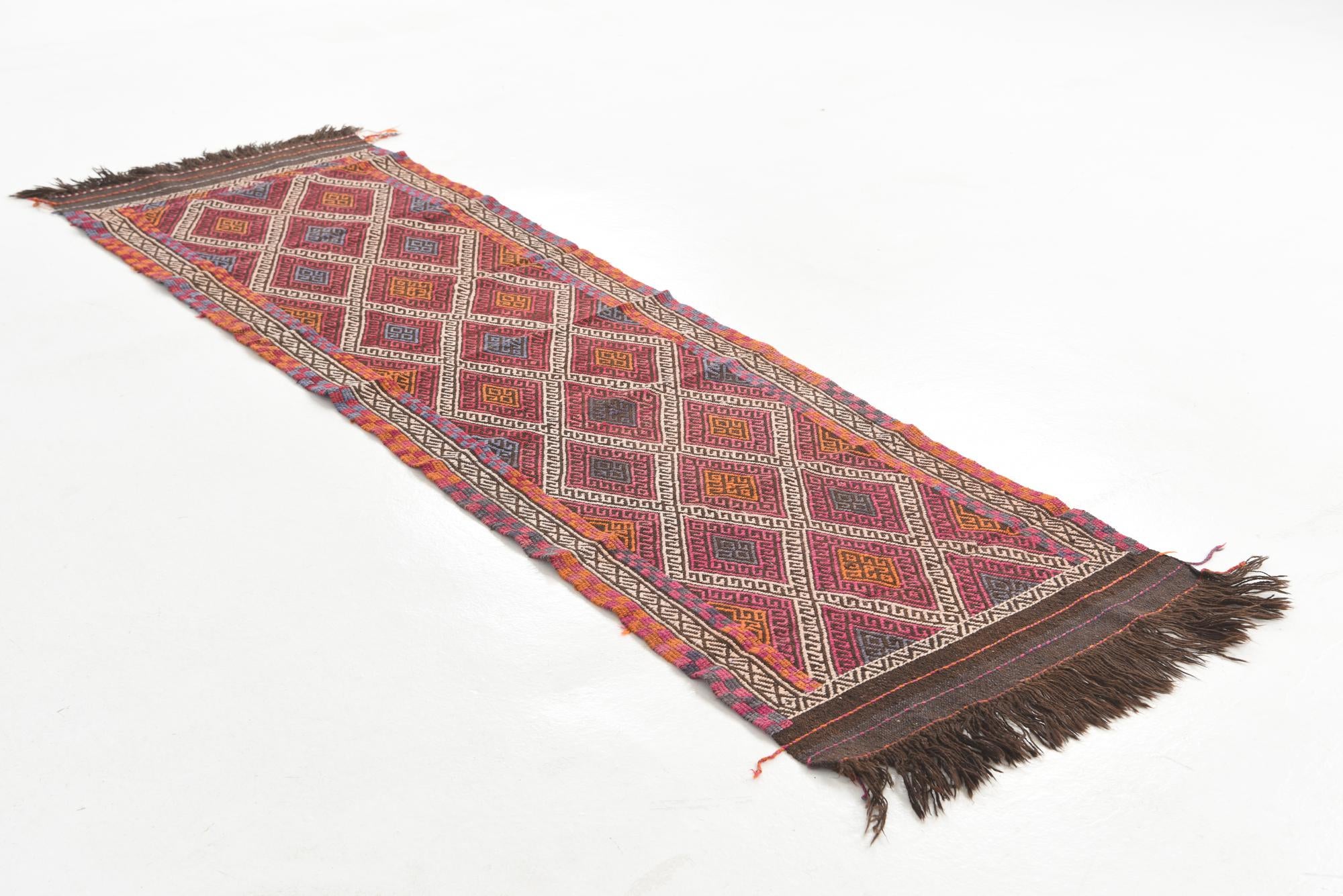 2' 4 x 8' Hand Knotted Kilim Fars Persian Wool Runner Rug