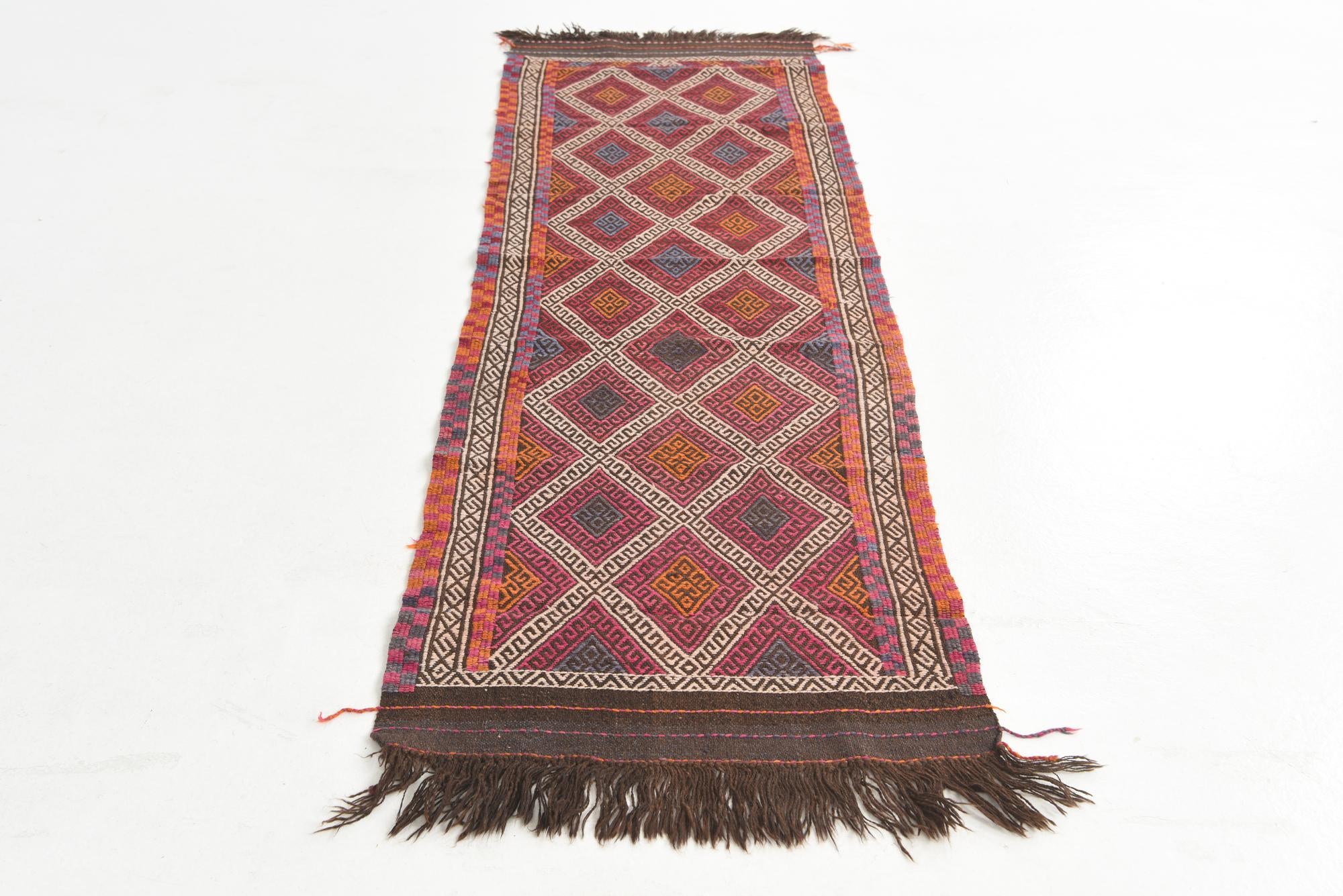 2' 4 x 8' Hand Knotted Kilim Fars Persian Wool Runner Rug