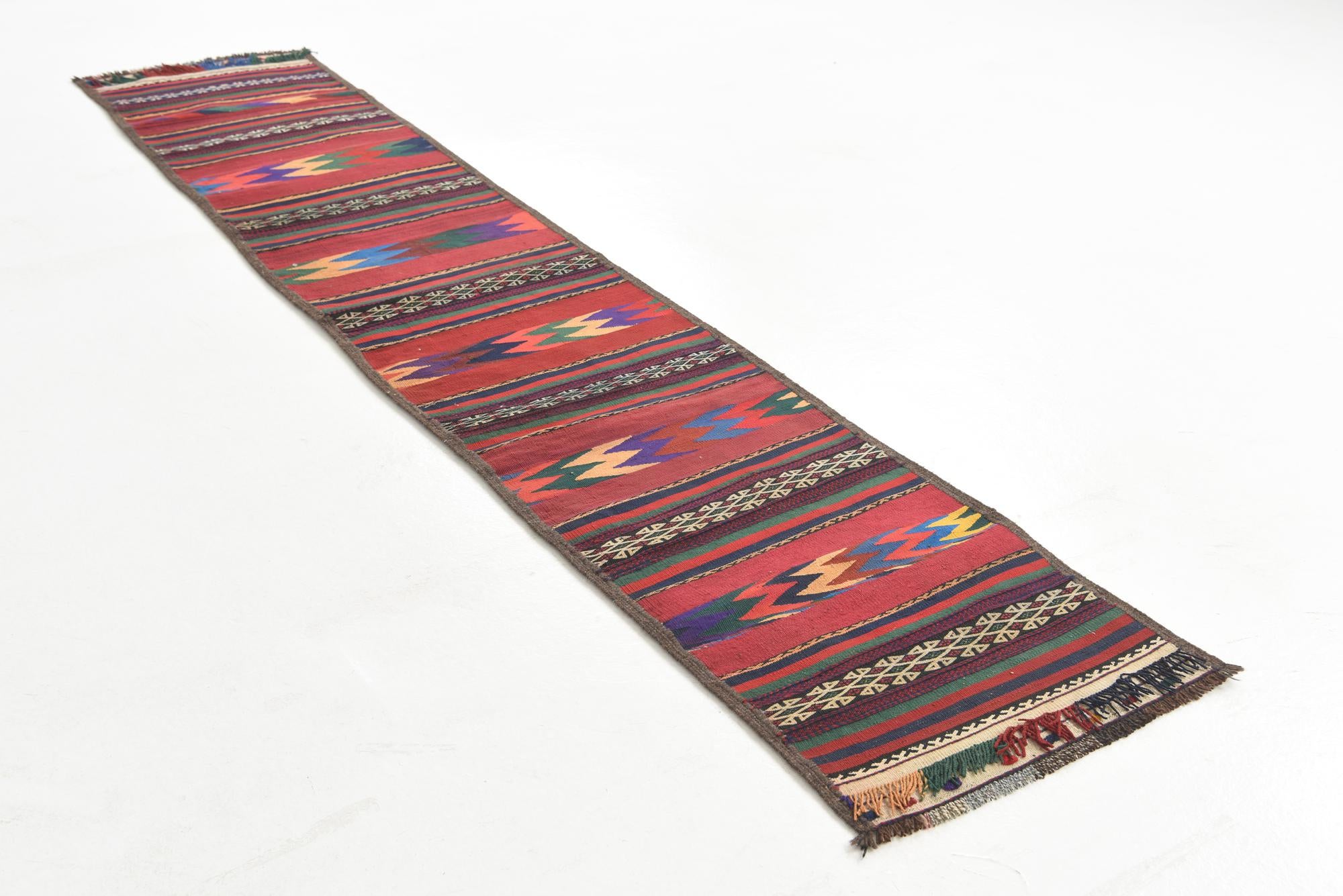 2' x 9' 10 Hand Knotted Kilim Fars Persian Wool Runner Rug