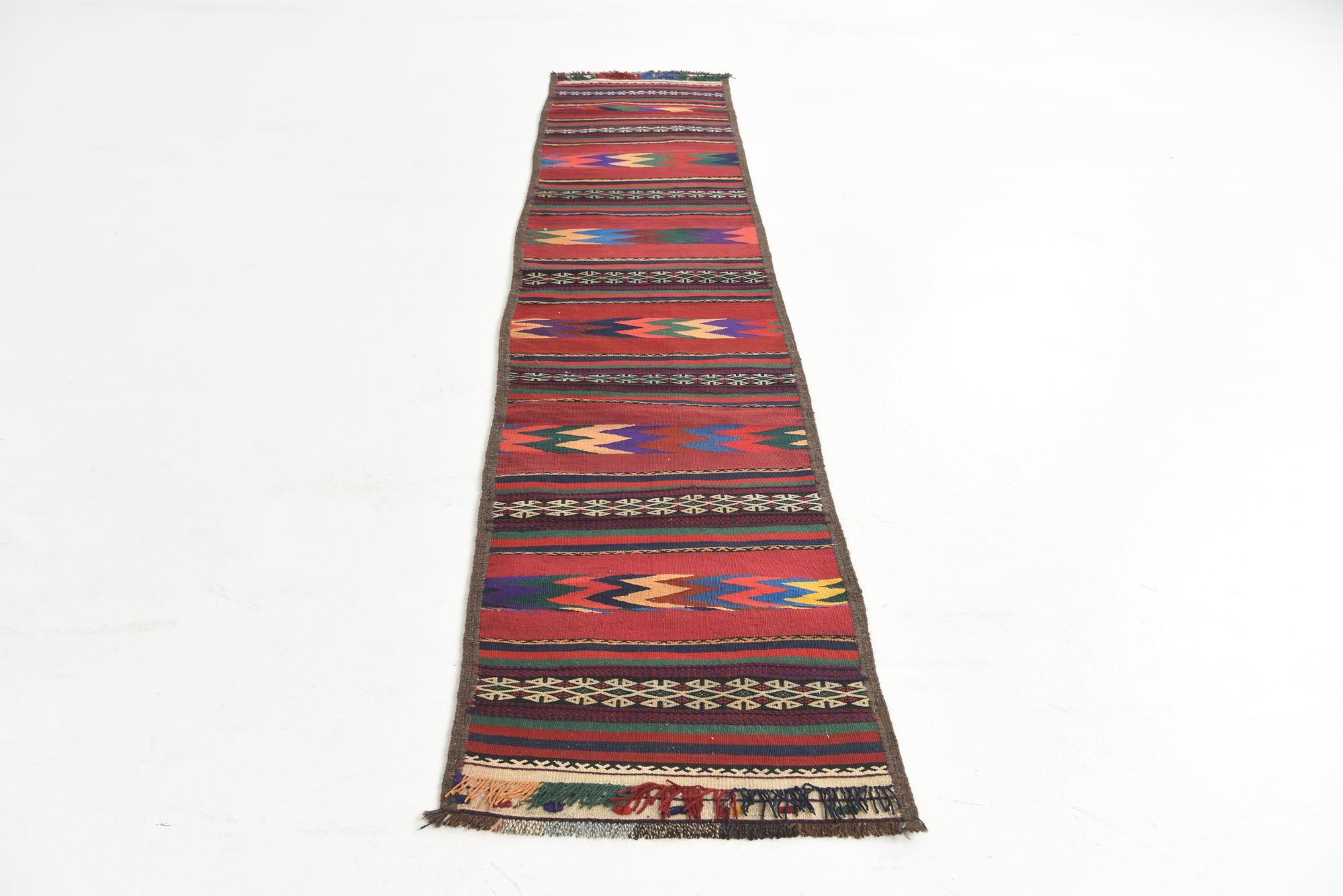 2' x 9' 10 Hand Knotted Kilim Fars Persian Wool Runner Rug