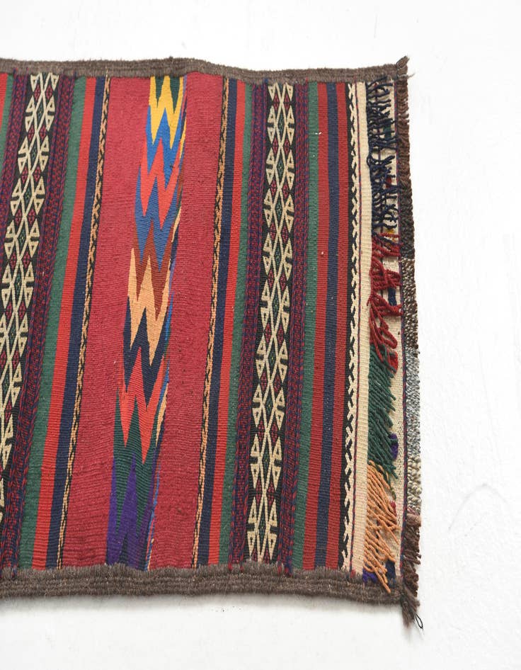 Detail image of 2' x 9' 10  Hand Knotted Kilim Fars Persian Wool Runner Rug