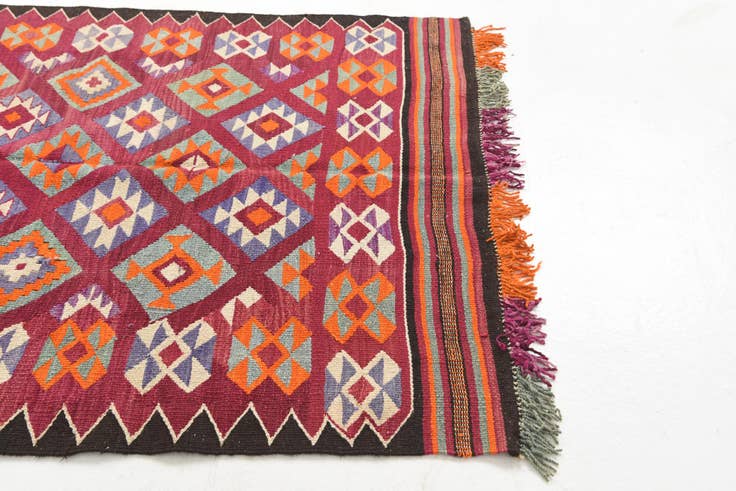 Detailansicht von 135cm x 340cm Handgeknüpft Kilim Fars Persisch Wolle Läufer Teppich