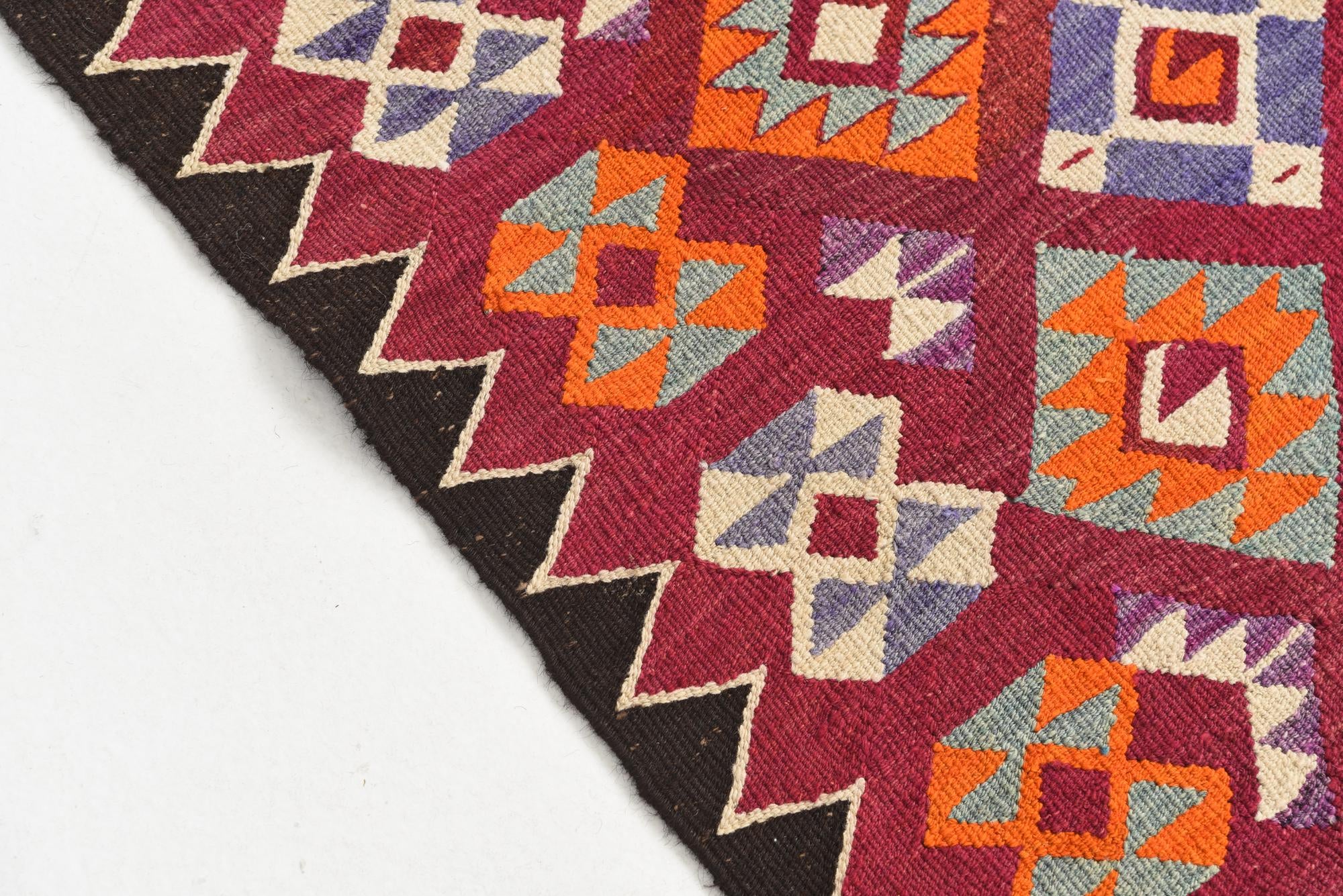 4' 5 x 11' 1 Hand Knotted Kilim Fars Persian Wool Runner Rug