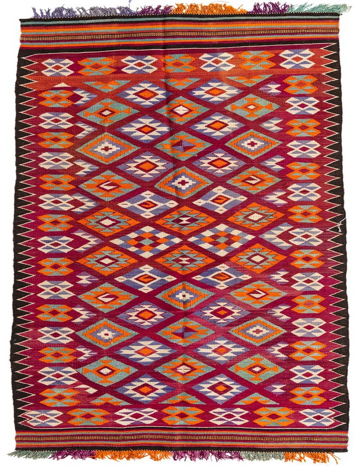 Detail image of 4' 5 x 11' 1 Hand Knotted Kilim Fars Persian Wool Runner Rug