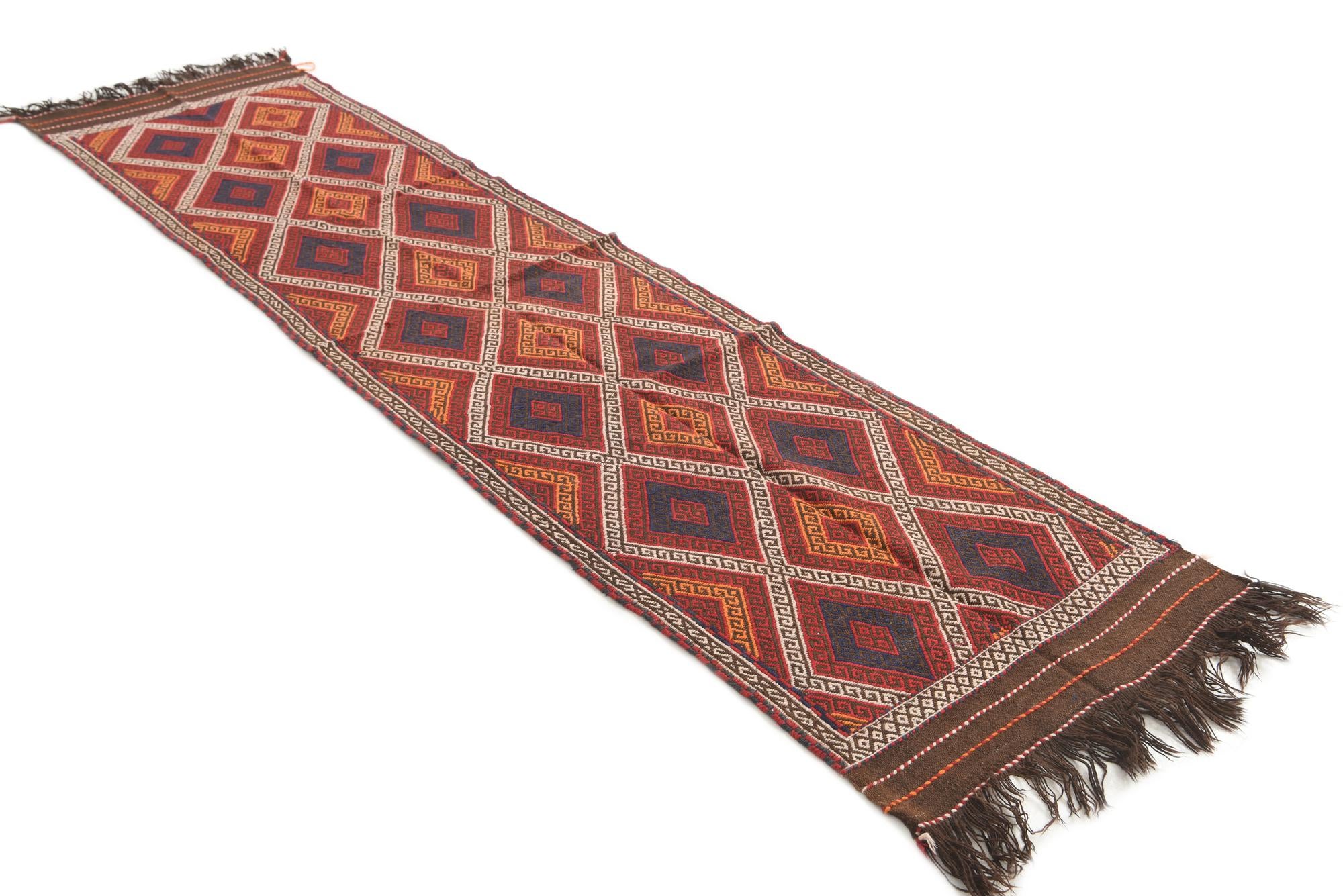 2' 6 x 9' 9 Hand Knotted Kilim Fars Persian Wool Runner Rug