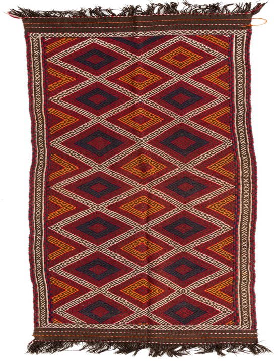 Detail image of 2' 6 x 9' 9 Hand Knotted Kilim Fars Persian Wool Runner Rug