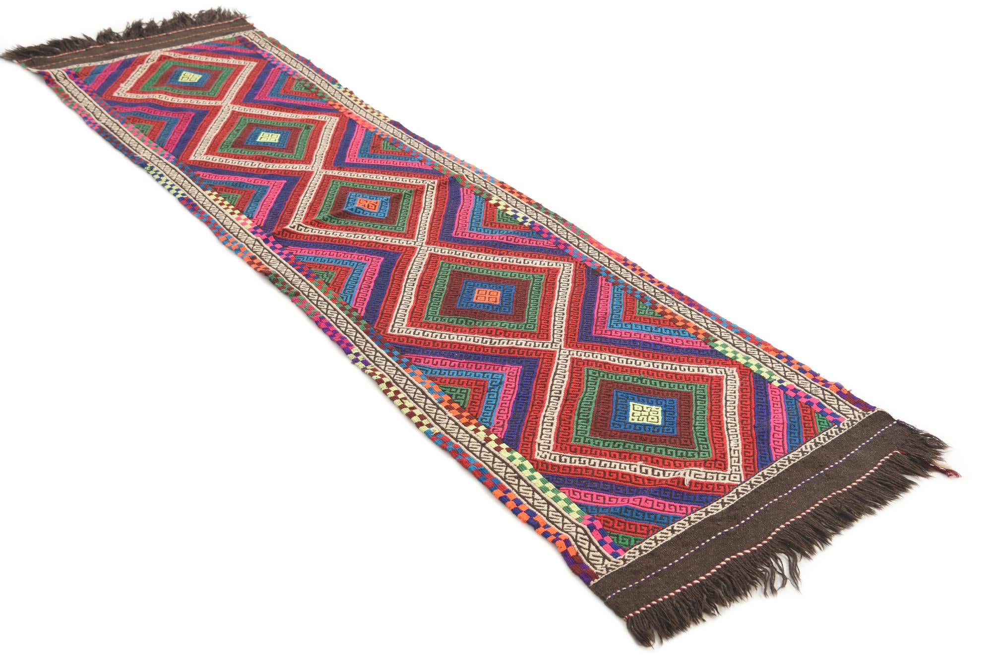 2' 2 x 8' 4 Hand Knotted Kilim Fars Persian Wool Runner Rug