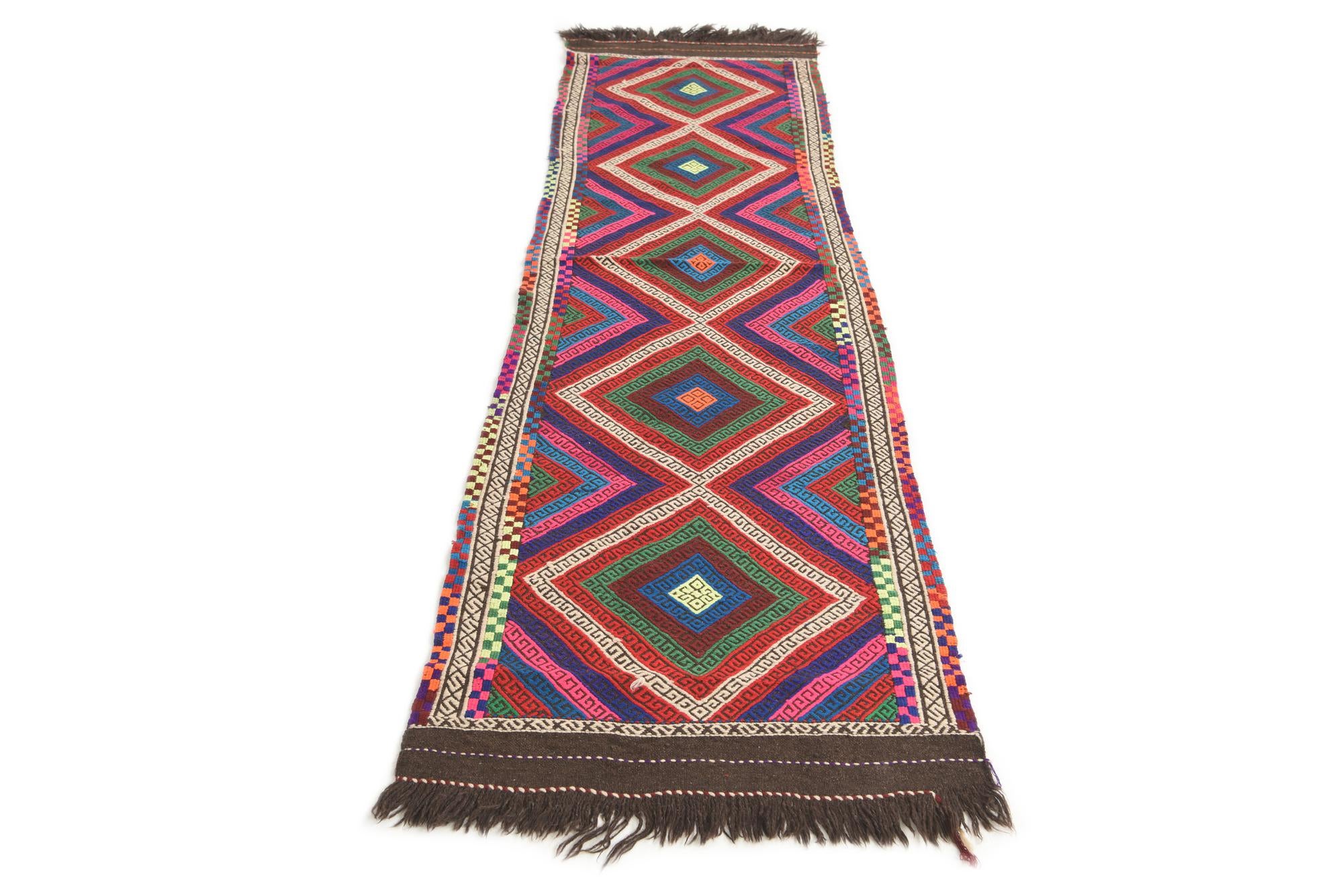 2' 2 x 8' 4 Hand Knotted Kilim Fars Persian Wool Runner Rug