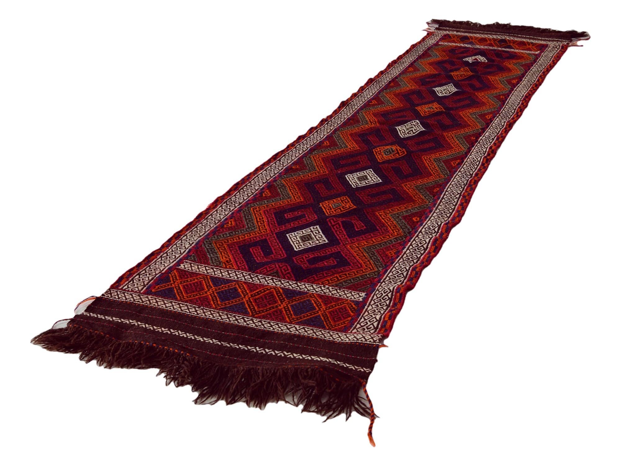 2' 1 x 10' 6 Hand Knotted Kilim Fars Persian Wool Runner Rug
