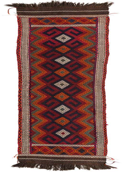 2' 1 x 10' 6 Hand Knotted Kilim Fars Persian Wool Runner Rug