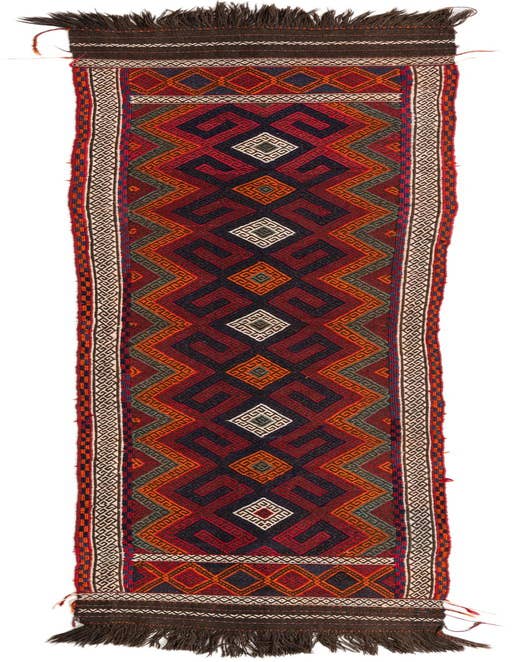 Detail image of 2' 1 x 10' 6 Hand Knotted Kilim Fars Persian Wool Runner Rug