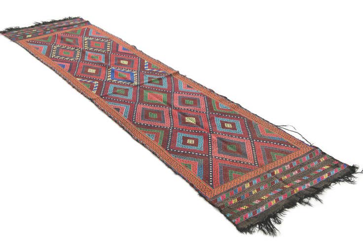 Detail image of 2' 1 x 8' 1 Hand Knotted Kilim Fars Persian Wool Runner Rug