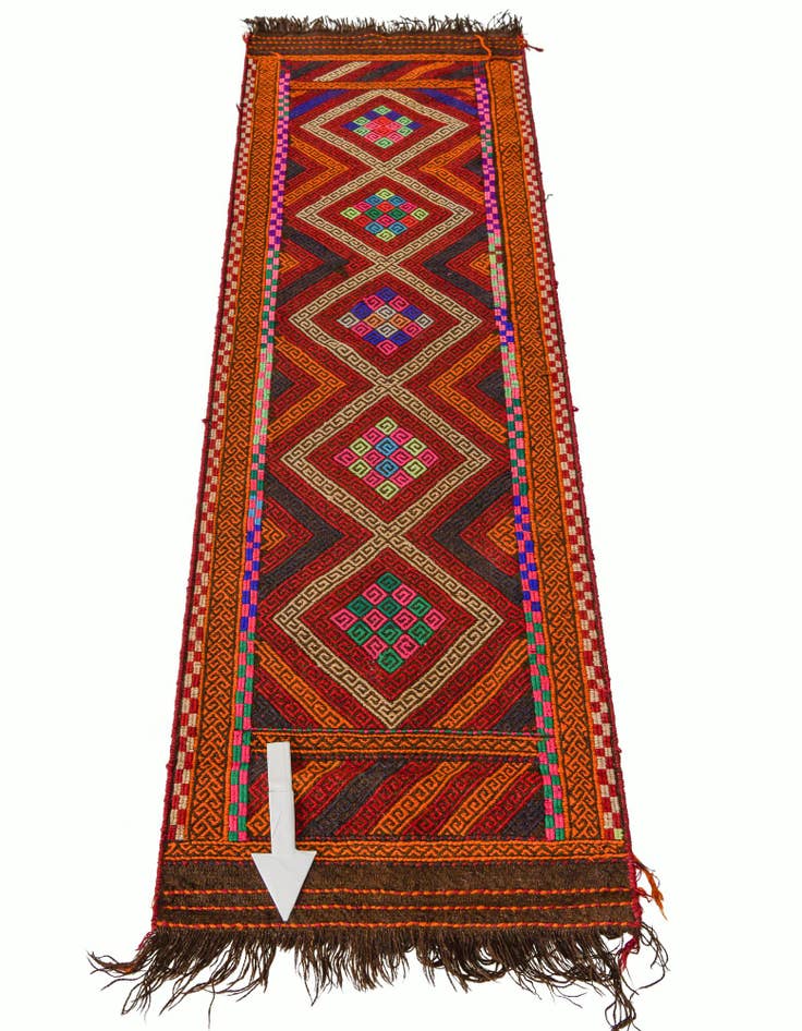 Detail image of 2' 2 x 7' 5 Hand Knotted Kilim Fars Persian Wool Runner Rug