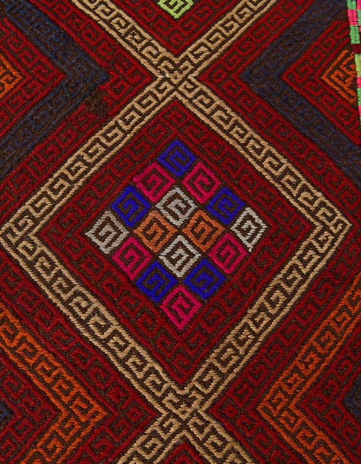 Detail image of 2' 2 x 7' 5 Hand Knotted Kilim Fars Persian Wool Runner Rug