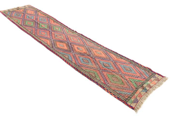 2' x 9' 9 Hand Knotted Kilim Fars Persian Wool Runner Rug