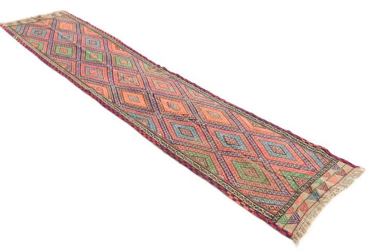 Detail image of 2' x 9' 9 Hand Knotted Kilim Fars Persian Wool Runner Rug