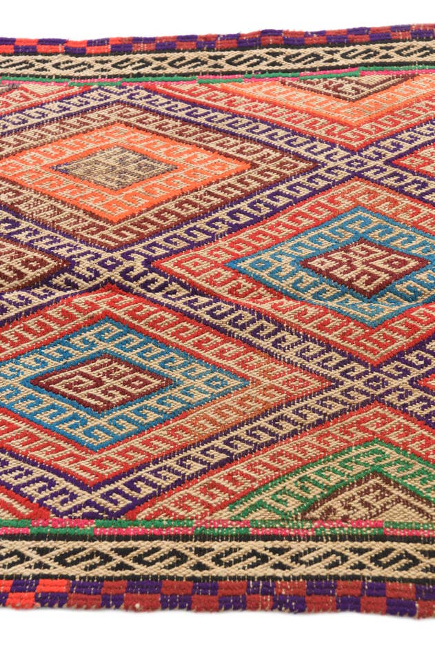 Detail image of 2' x 9' 9 Hand Knotted Kilim Fars Persian Wool Runner Rug