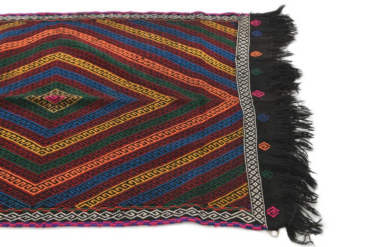 Detail image of 2' 10 x 8' 9 Hand Knotted Kilim Fars Persian Wool Runner Rug