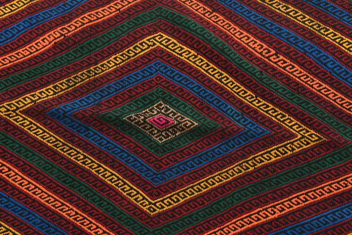 2' 10 x 8' 9 Hand Knotted Kilim Fars Persian Wool Runner Rug