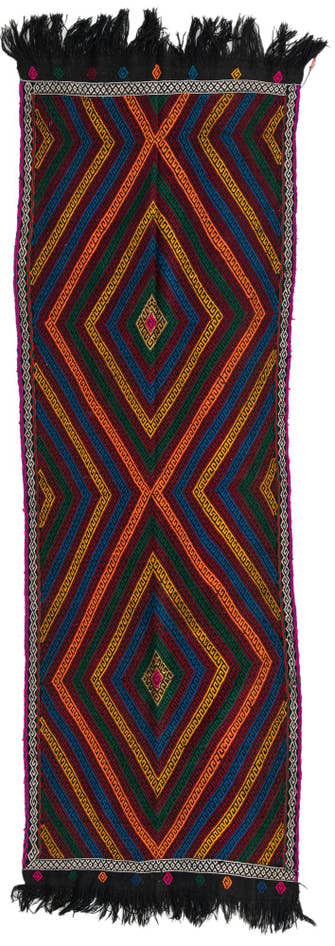 Detail image of 2' 10 x 8' 9 Hand Knotted Kilim Fars Persian Wool Runner Rug