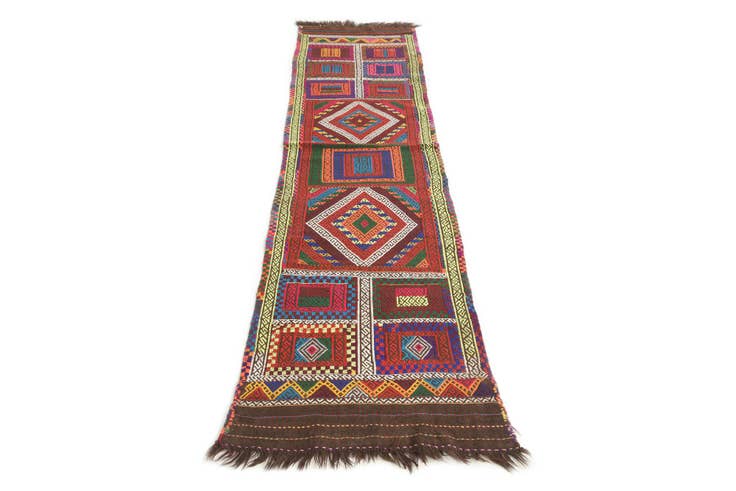 Detail image of 2' x 8' Hand Knotted Kilim Fars Persian Wool Runner Rug