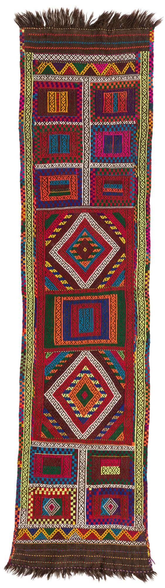 2' x 8' Hand Knotted Kilim Fars Persian Wool Runner Rug